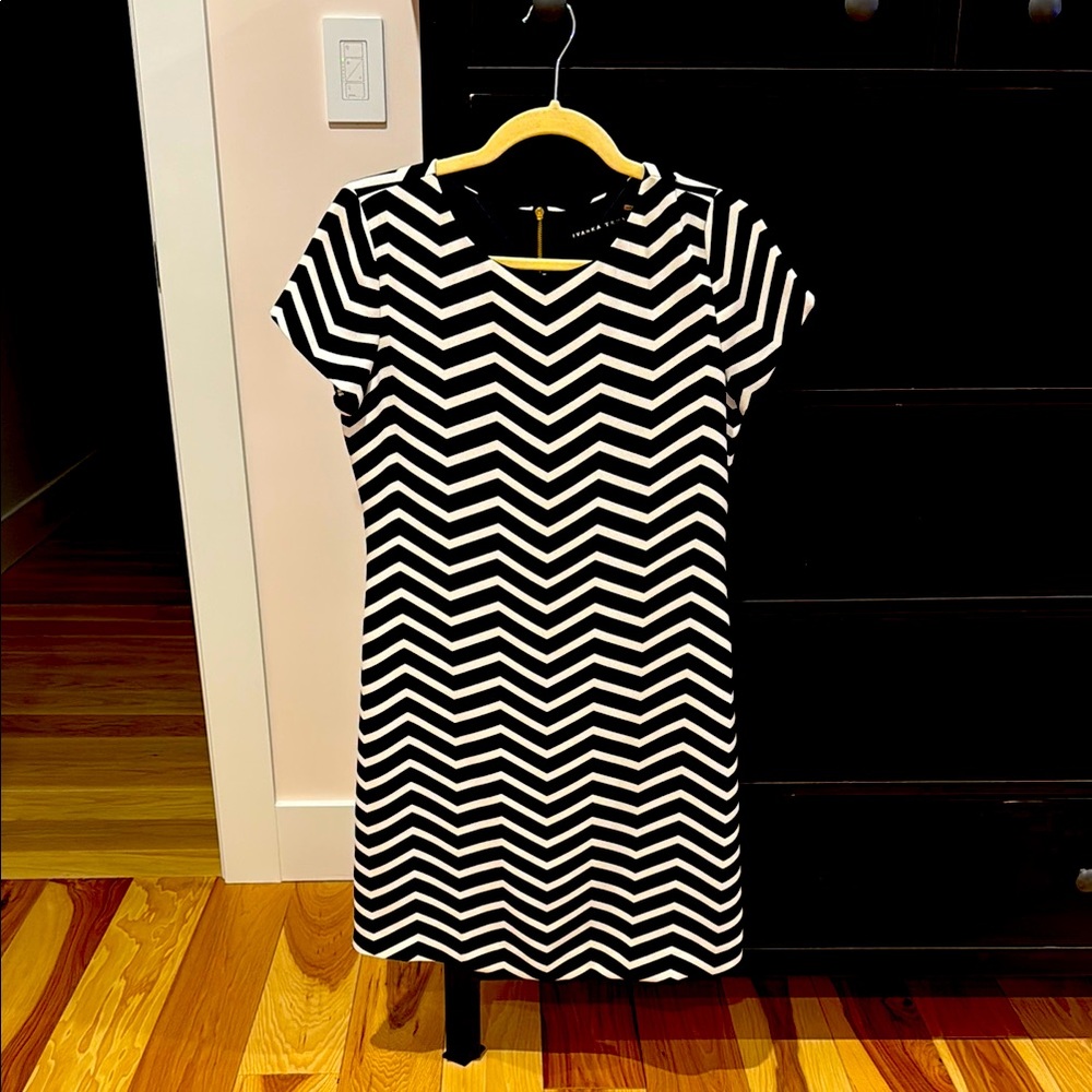 Ivanka Trump Black and White Chevron Mini Dress